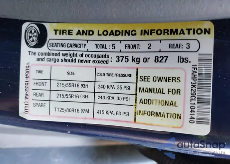 2012 Ford Focus Se из США, поврежденный, VIN 1FAHP3K29CL104140